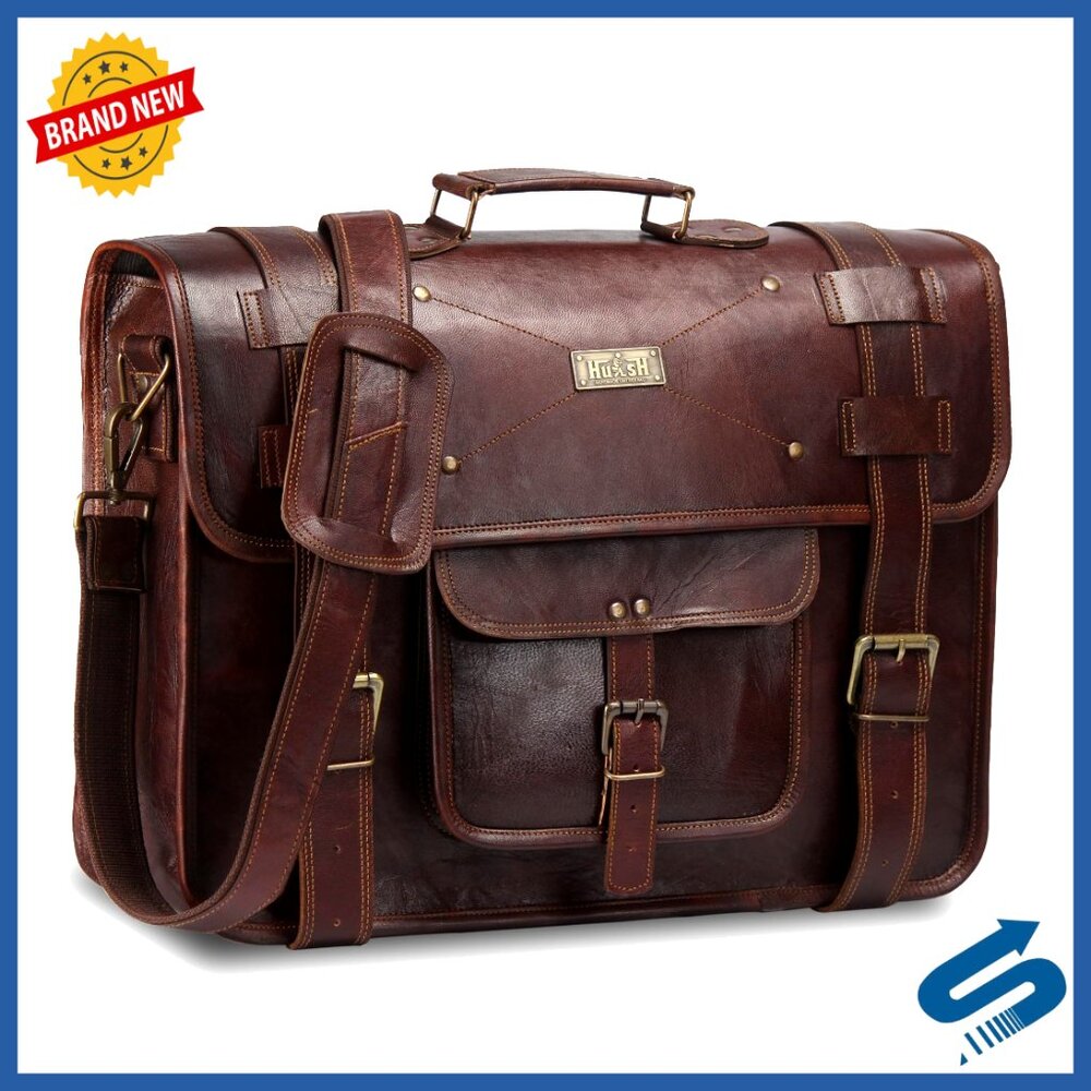 Genuine Leather Messenger Bag Classic Briefcase Laptop Computer Satchel